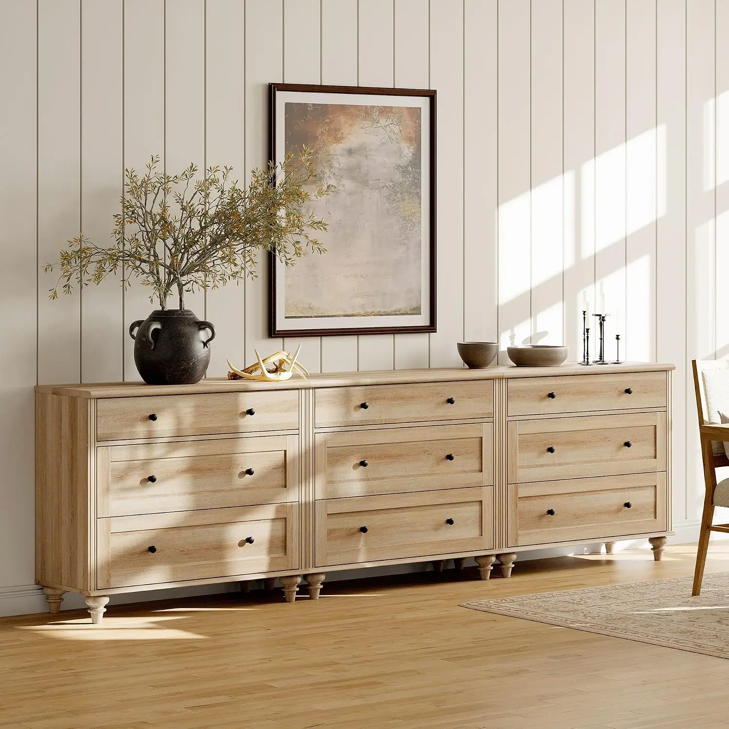 Wide 9 Drawer Wooden Dresser Bedroom Storage Furniture, Customized