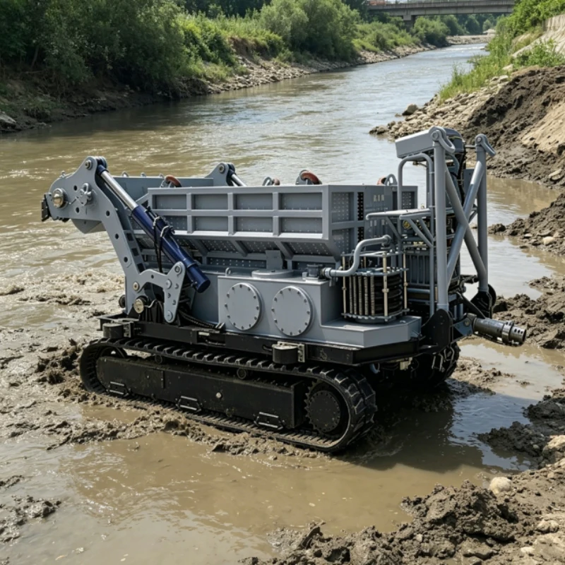 Large Suction Flow Amphibious Silt Cleaning Robot Submersible Dredging Equipment For River Reservoir Sediment Treatment
