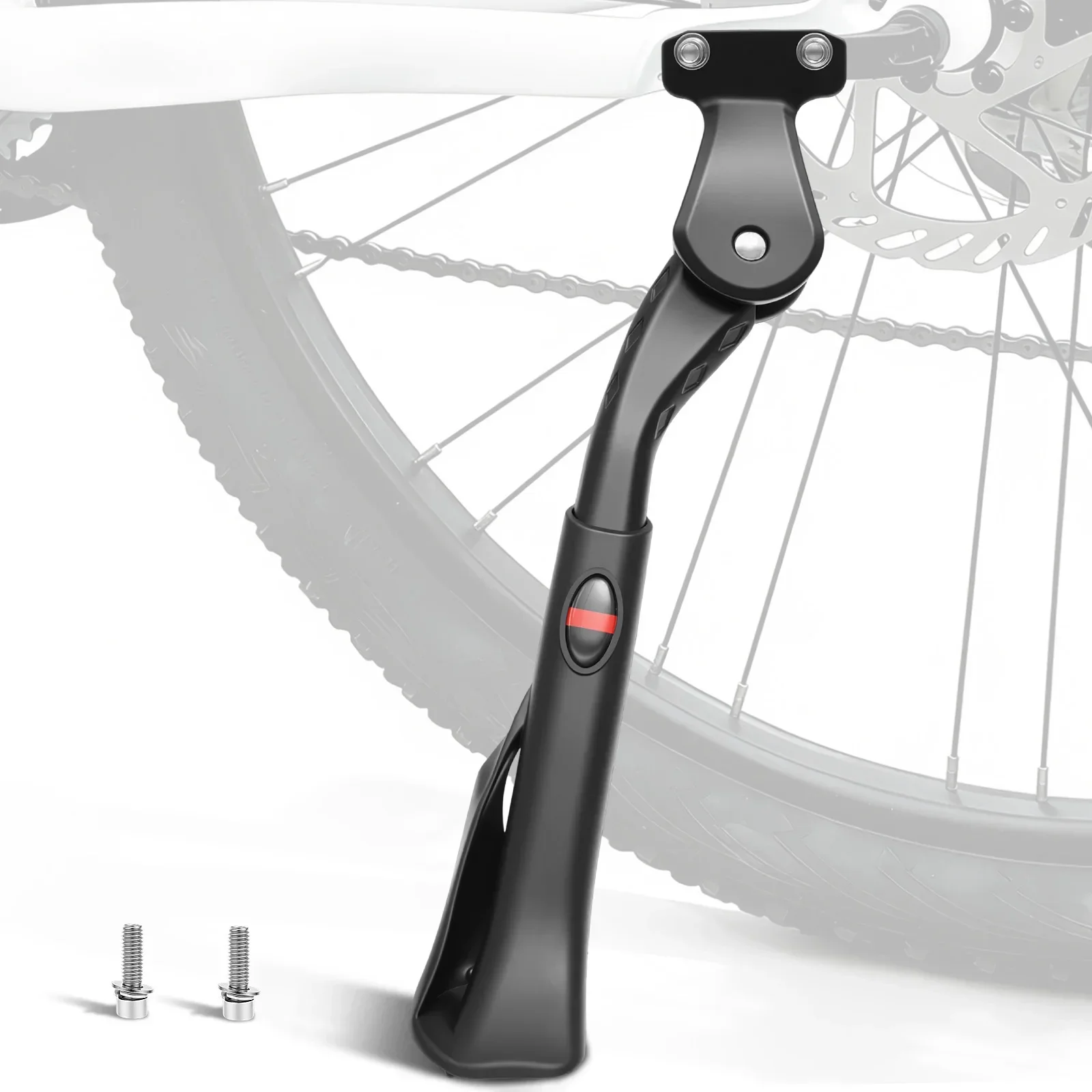 Fahrradständer, verstellbar, aus Aluminiumlegierung, MTB-Fahrrad-Seitenstütze, rutschfester großer Fuß für 24-29 Zoll große Rennräder und E-Bikes