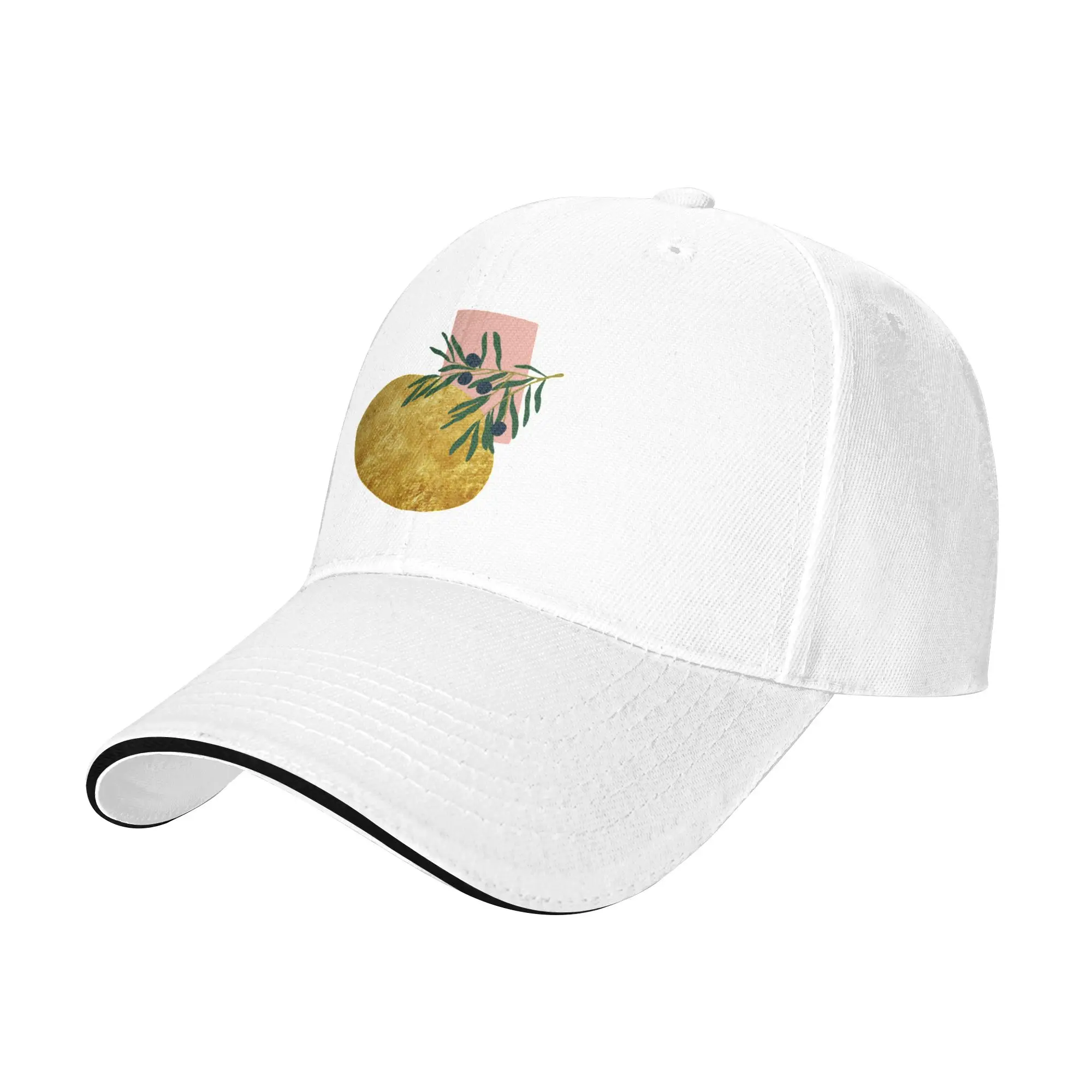 Minimalist italian olive branch with abstract gold and pick form Gift For Children Men Women A Baseball Cap Hat