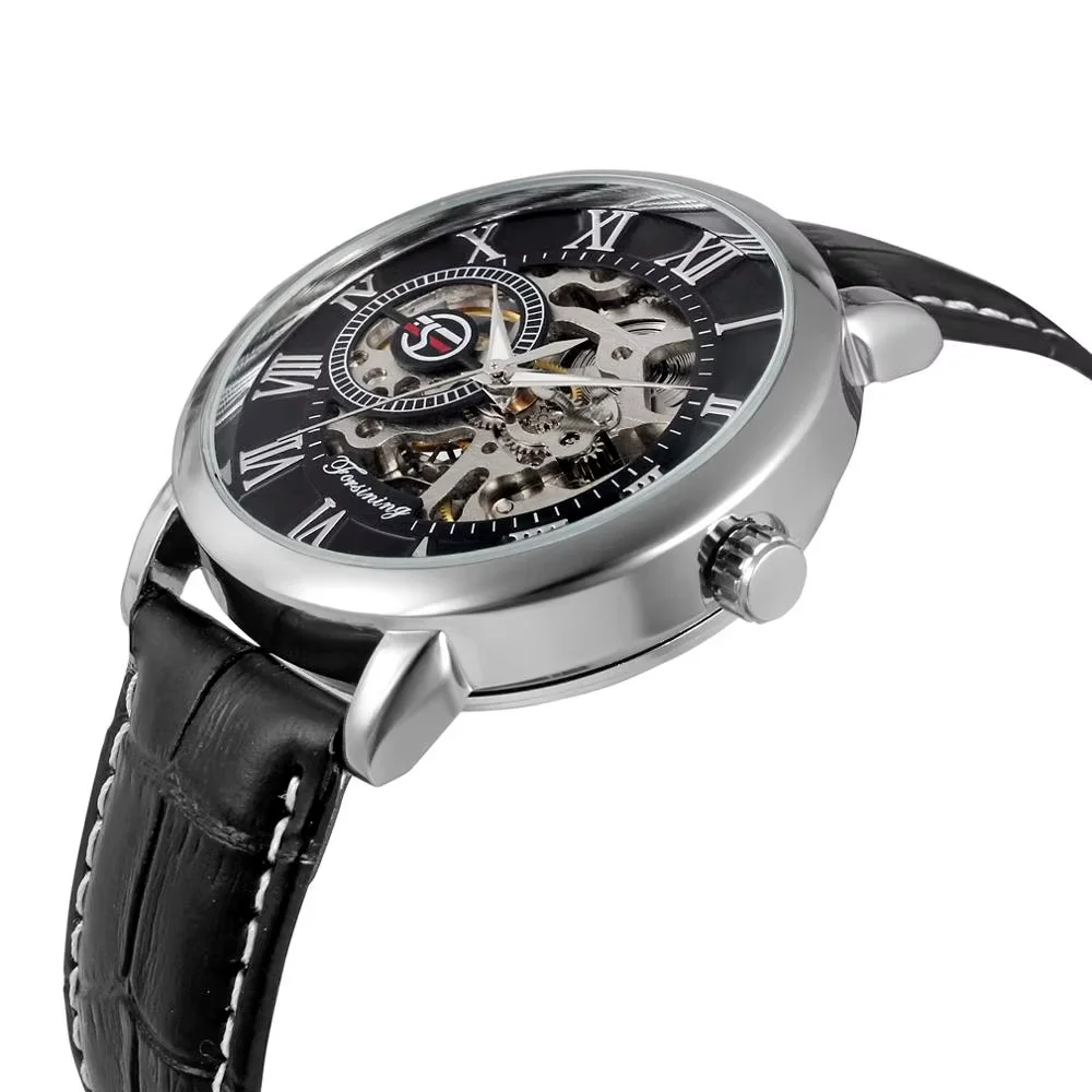 FORSINING Simple Casual Men's And Women's Watches Waterproof Leather Manual Mechanical Watches