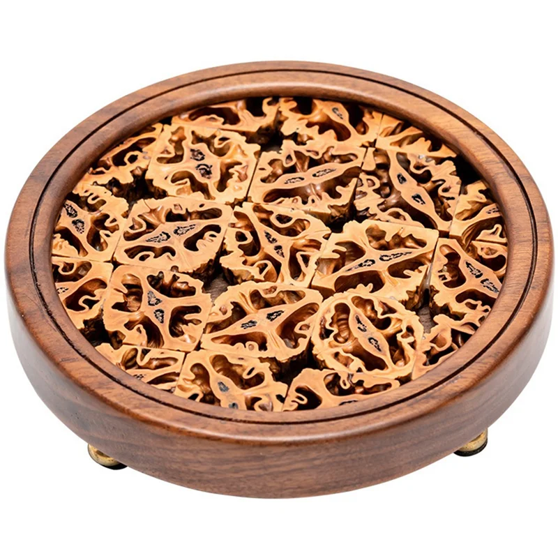 

ABMR-Круглый полый держатель для горшка из орехового дерева, подстаканник, ретро-чайная подушечка, теплоизоляционная подставка, L