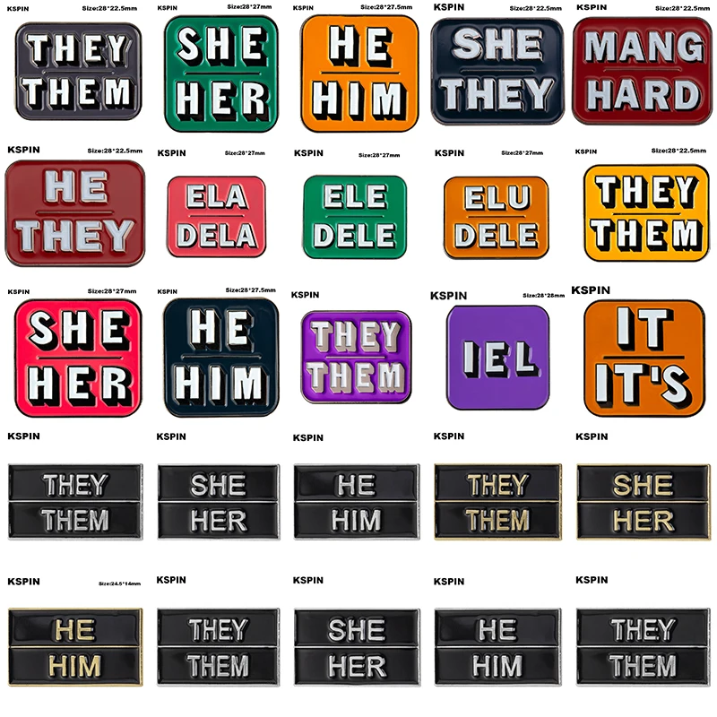

HE THEY Pronoun Pin Lapel Pins Badge Brooch Badges on Backpack Pin Brooch