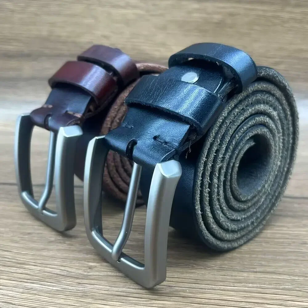 3.8CM Genuine Leather Belts For Men Luxury Designer High Quality Fashion Style Vintage Brown Cowboy Male Belt Factory Wholesale