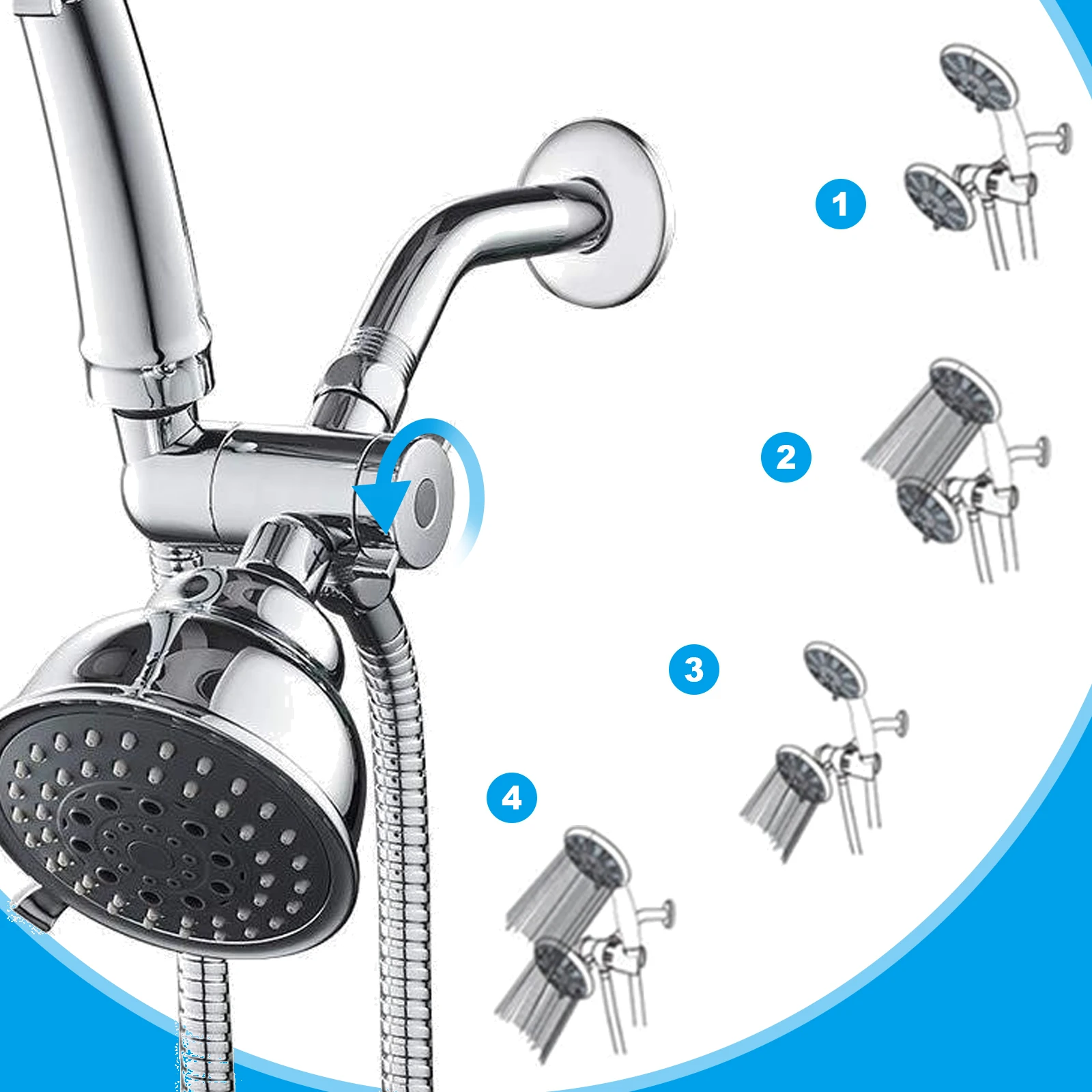 10 Modes Bathroom Shower Head Handheld High-Pressure Water Saver Showerhead Portable Black Rainfall Massage Shower Nozzl