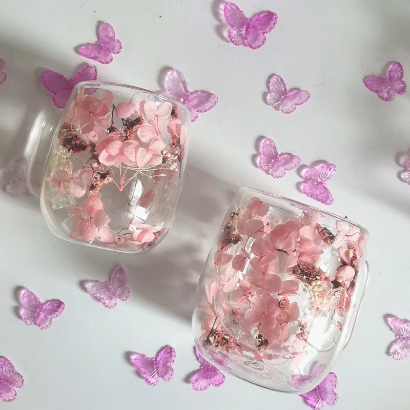 كوب قهوة شفاف 250 مل/400 مل، زجاج معزول مزدوج على شكل زهرة إبداعية مع مقبض، مناسب لكوب المشروبات الساخنة والباردة #5