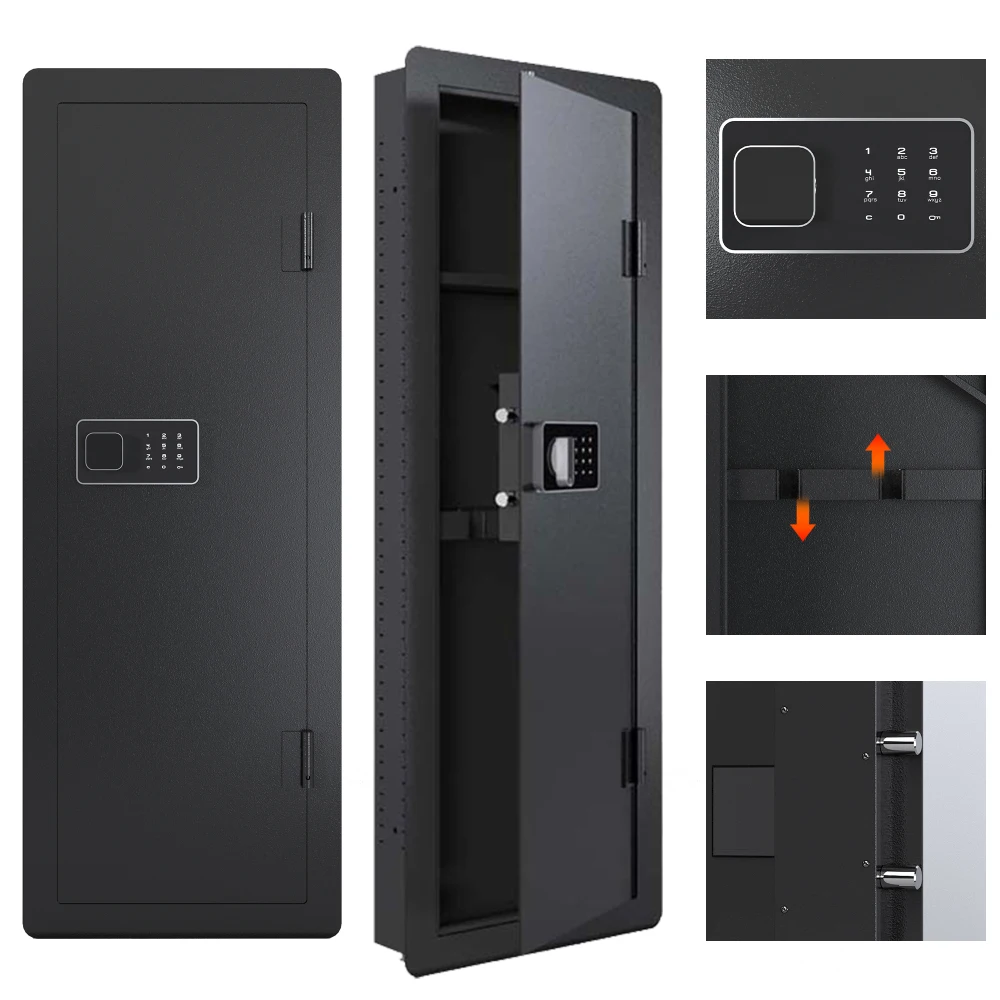 Wall Gun Safe for Home, Gun Safes & Cabinets,Quick-Access Rifle Safe with Removable Shelf and Digital Keypad