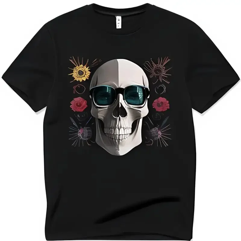 Unique Flowers Vector Black T Shirt Colorful 2D Design Flat Style No