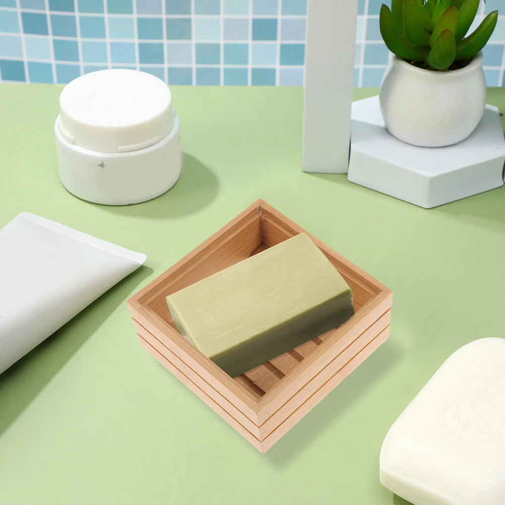 

Bamboo Soap Container With Lid Storage Holder For Bathroom Shower Drain Tray Bar Soap Case Travel Organizer Home Decor