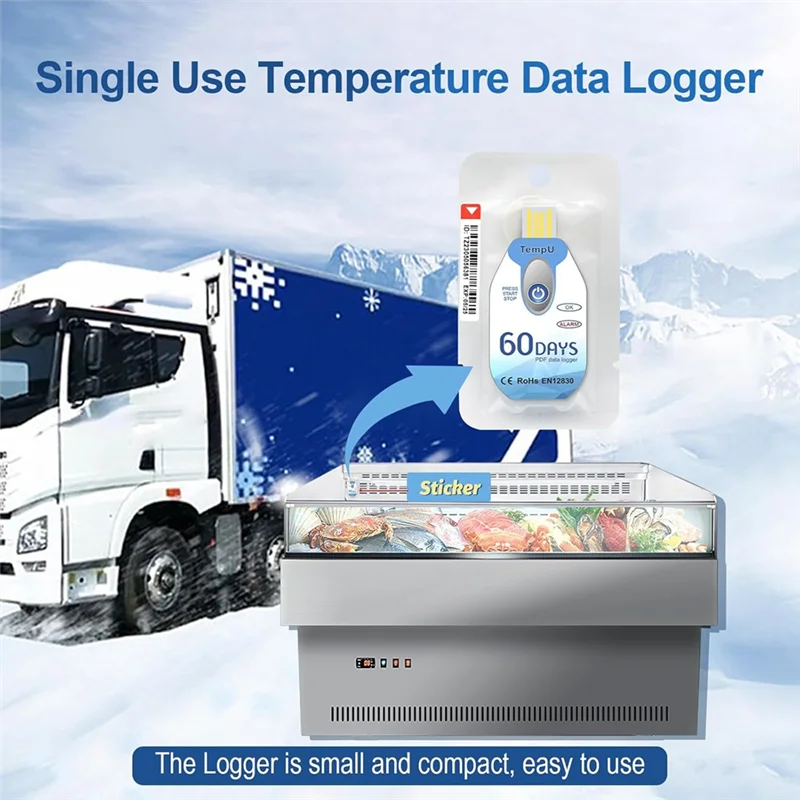 A60F-Temperature Data Logger USB Disposable PDF Temp Recorder Thermometer Logger Tempu02 60 Days For Cold Chain