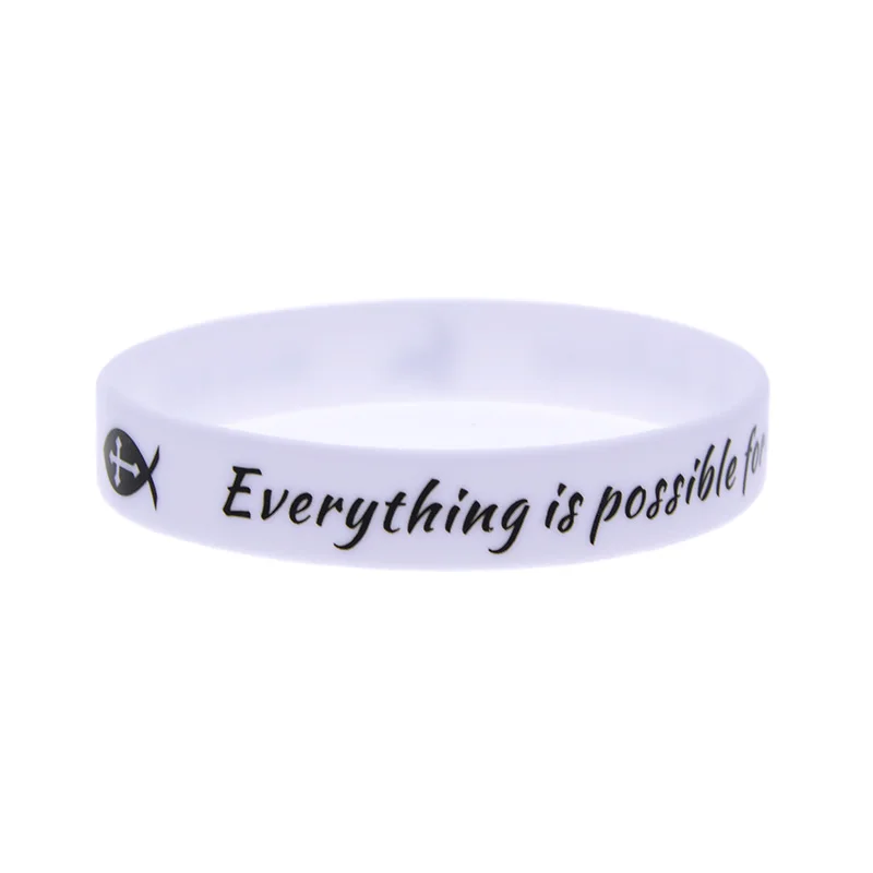 1 PC Mix Jesus Silicone Bracelets Bible Verse Rubber Wristbands Everything is Possible for one who Believes