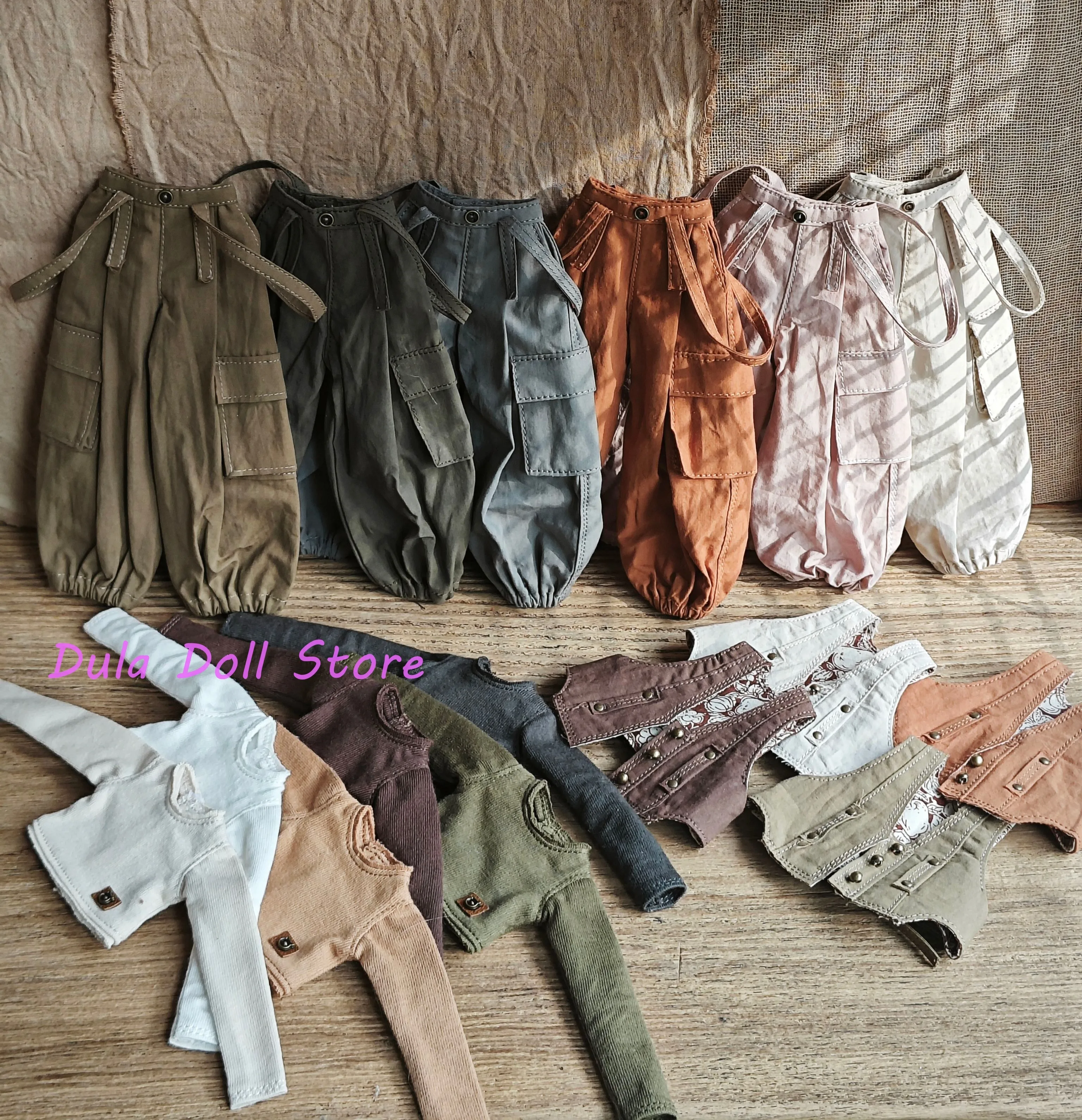 Dula Handmade Doll Clothes Work pants long sleeved T-shirt vest Landazz Blythe ob24 ob22 ob11 Azone 1/6 Bjd Doll