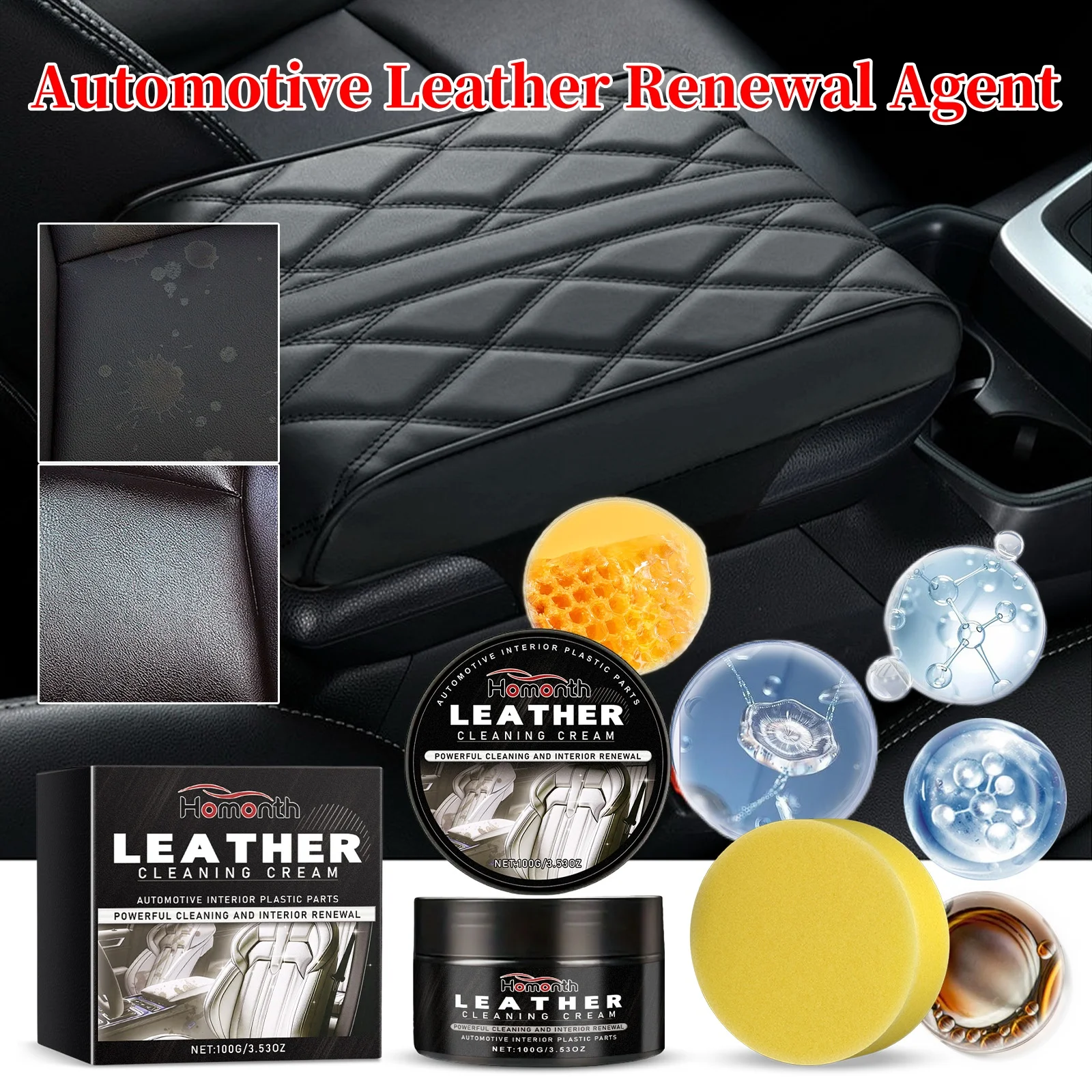 Leather Cleaning Cream Long Lasting Leather Maintenance Car Seat Sofa Scratch Crack Restoration Interior Polishing Stain Removal