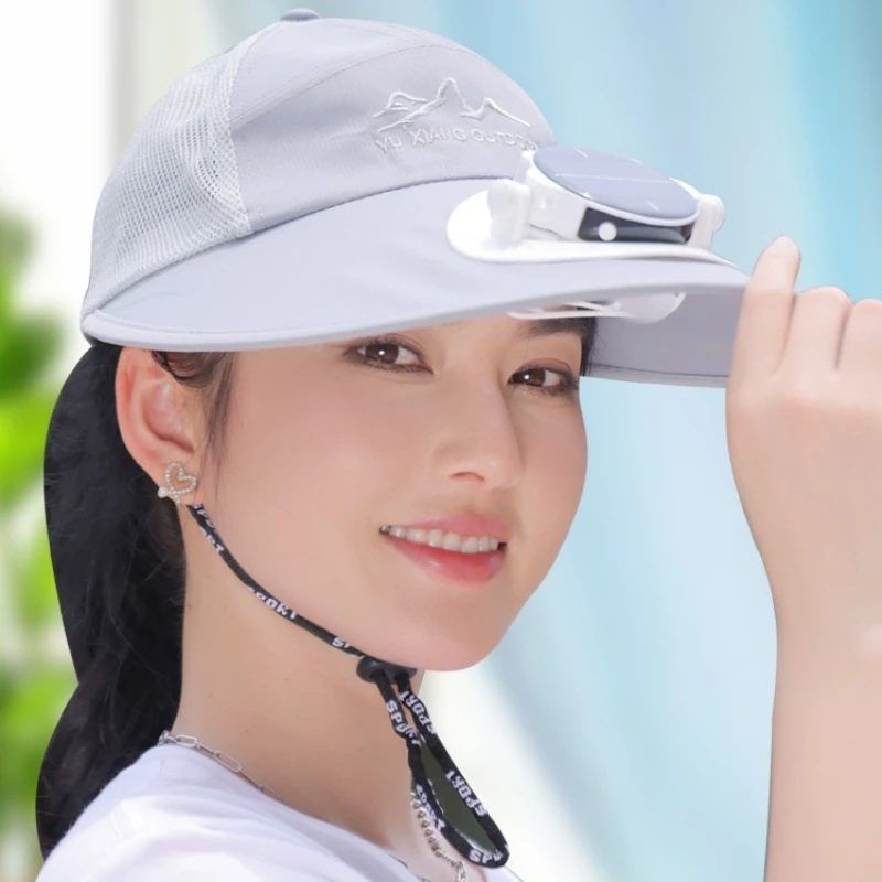 Men's Fishing Fan Hat, Solar Charging Hat with Fan, Summer Women's Outdoor Sun Shading Hat for Work