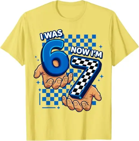 Ich war 6, jetzt bin ich 7. 7. Geburtstag 6 7 Geburtstag Jungen T-Shirt Y2k Mode 67 Six Seven Grafik-Bekleidung Rennsportliebhaber Weiches Baumwoll-T-Shirt – Detail 19