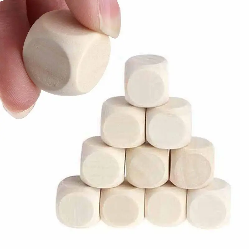 10pcs 6 Sided Blank Wood Dice Party Family DIY Children's Games Printing Engraving Pattern Kid Toys 1.2-3 CM