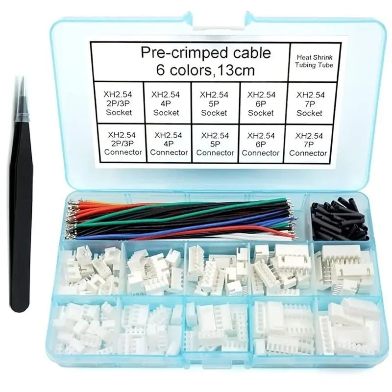 ABAE-JST-XH 2.54Mm Connector Socket Kit With Pre-Crimped 2.54Mm Male And Female Cable Wire 2-7 Pin Housing JST Connector