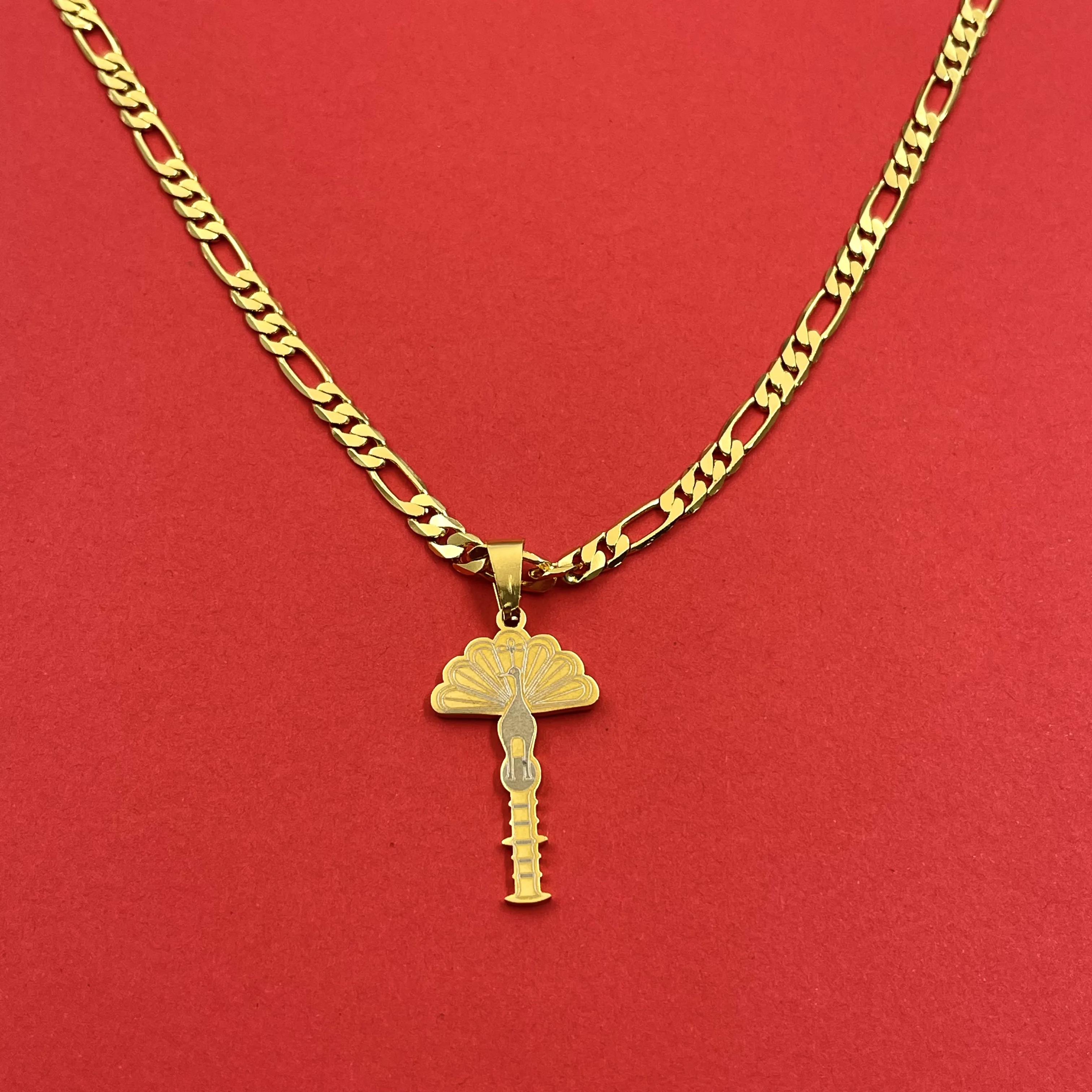 Peacock Opening Screen Cross Shaped Necklace, European and American Retro Gold Plated Pendant, Men's and Women's Personalized P