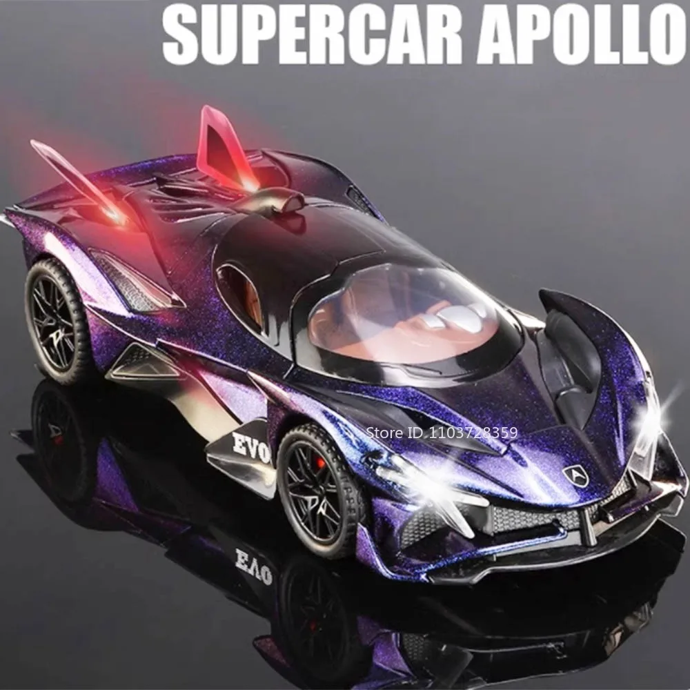 

1:32 Apollo EVO SIAN Toy Model Mini Supercars Alloy Diecast Sound Light Doors Opened Pull Back Ornament Sports Cars Boys Gifts