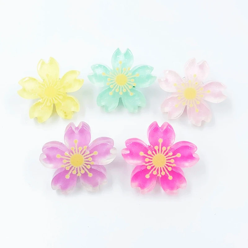 30 Buah Cherry Blossom Thumb Tacks Thumbnail Push Pins Dekoratif untuk Foto Dinding Peta Papan Buletin Warna Campuran Gabus Y3NC