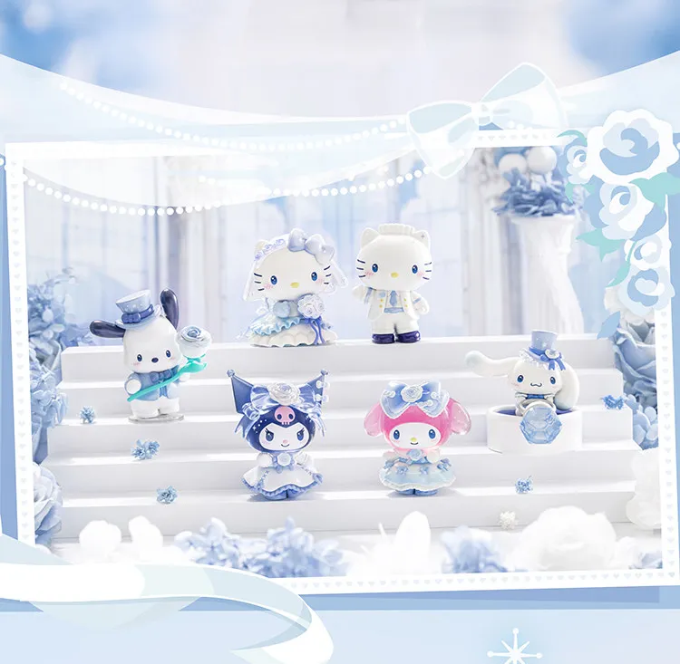 

Sanrio Family Hello Kitty Kuromi Melody Pochacco Romantic Wedding Series Handmade Blind Box Table Decoration