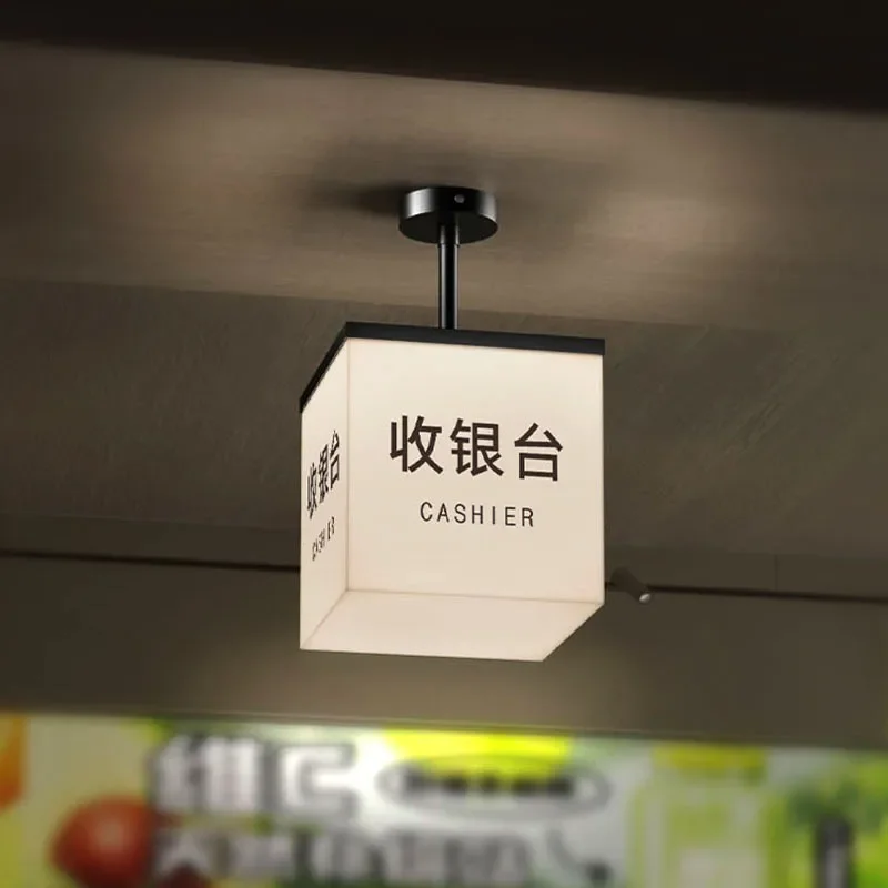 LED Hanging Light Box Sign for Supermarket Checkout Counter Hotel Front Desk Bar Display Luminous Advertising Board Prompt