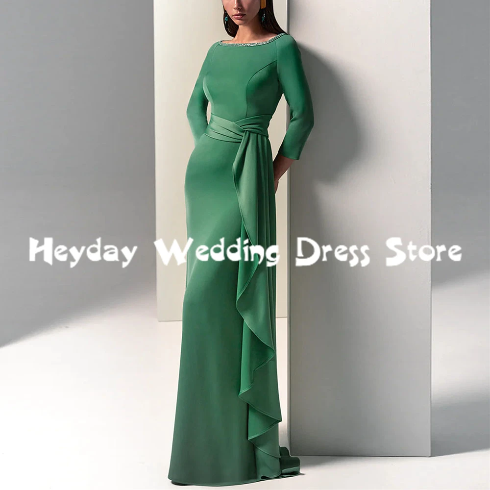 

Heyday женские вечерние платья с круглым вырезом и оборками в форме русалки, с длинными рукавами, длиной до пола, вечерние элегантные вечерние платья 2025