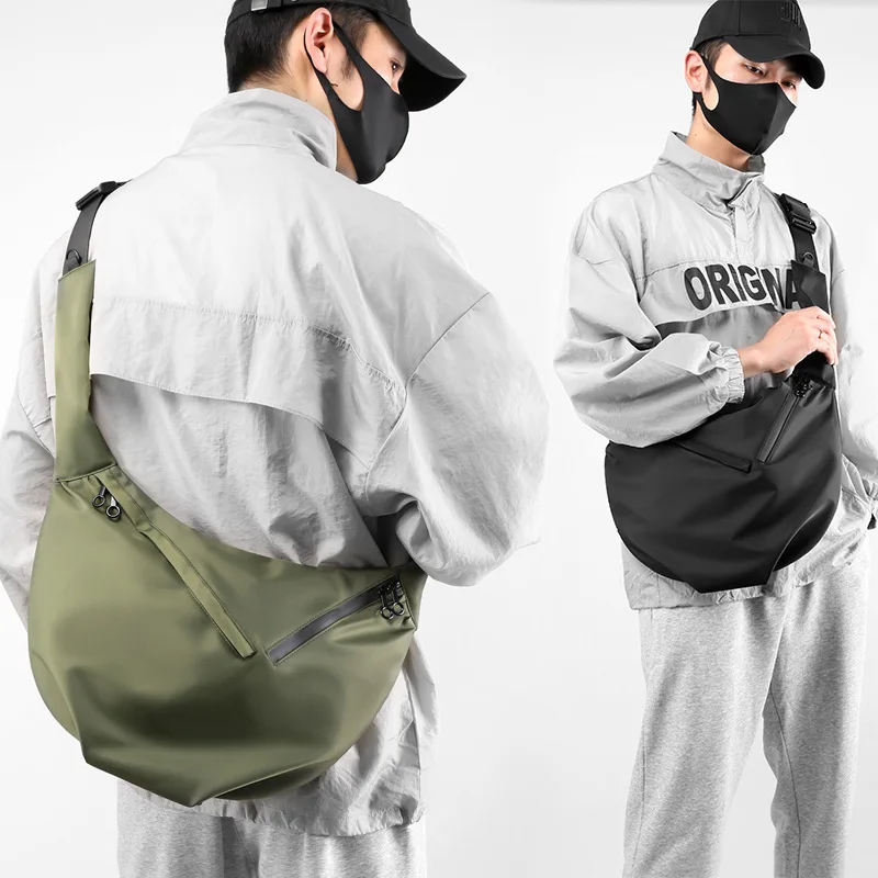 Europe and the United States large-capacity men's messenger bag trend simple jiaozi shoulder bag men's leisure travel bag