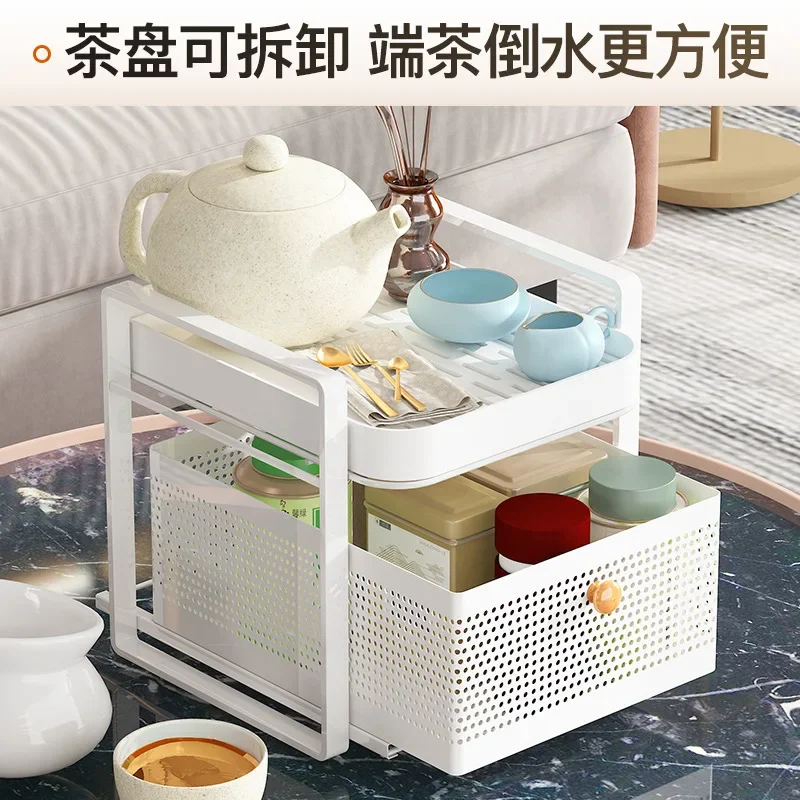 Pull-out cup rack Shelf Water cup Teacup set Glass cup storage Desktop double-layer tray Household drain