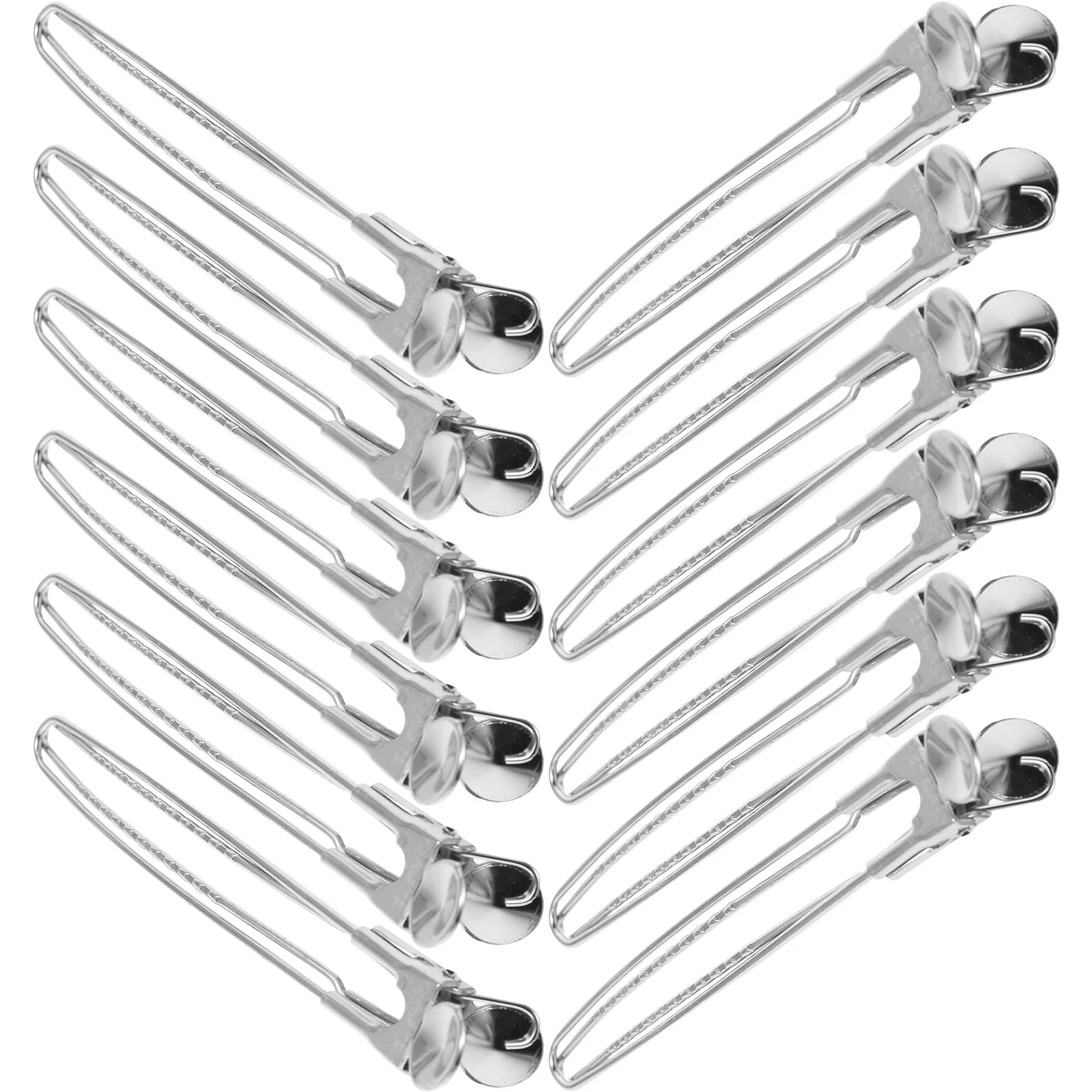 

12Pcs Stainless Steel Hair Salon Clips Portable Lightweight Strong Hold Hair Partition Clamps for Styling and Cutting Tools