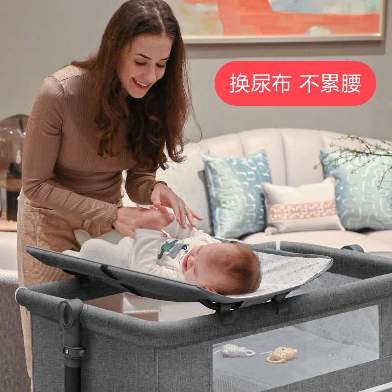Portable game crib foldable connecting bed portable baby crib infant rocking bed changing table