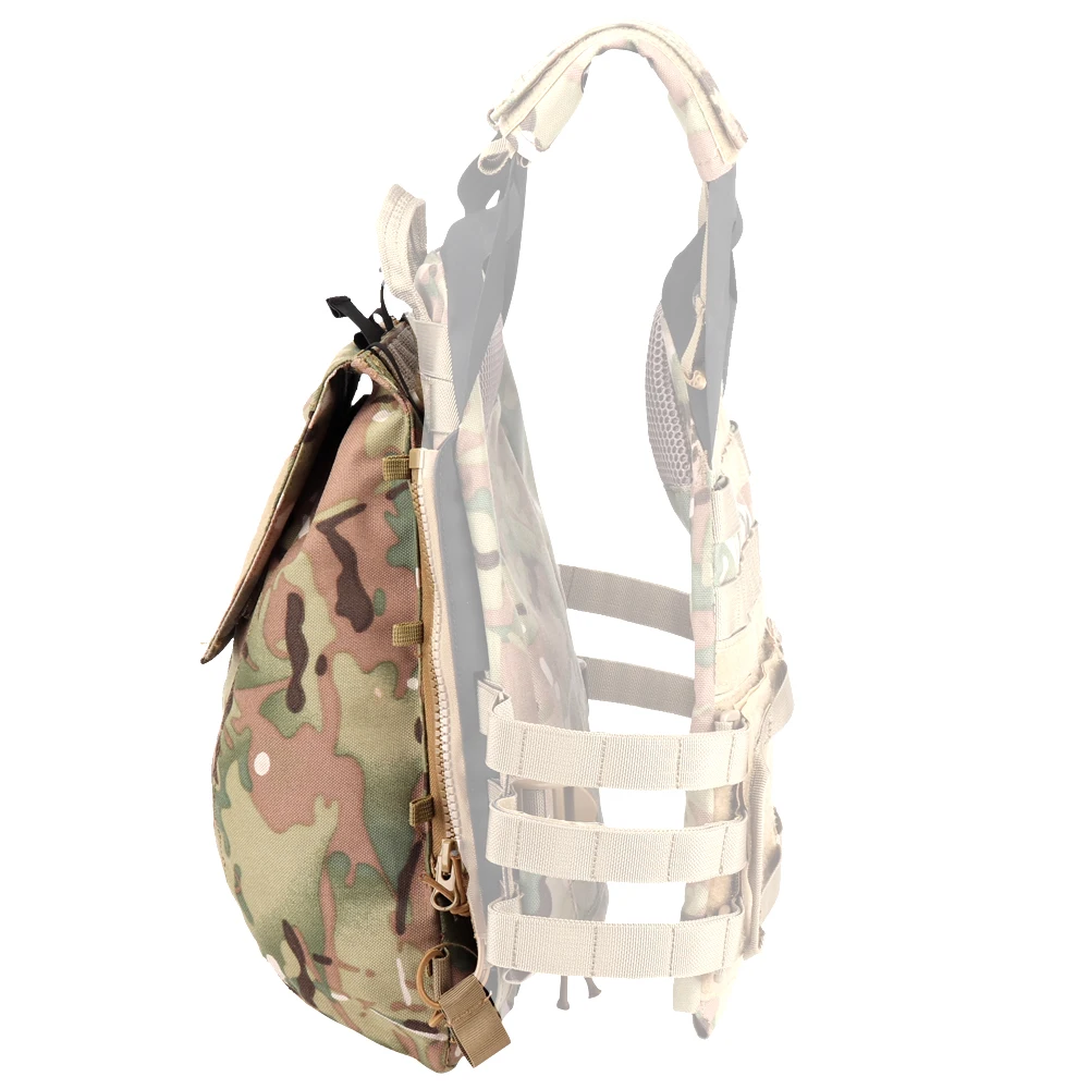 Tactical Plate Carrier Zip-on Back Panel Pouch Hunting Pocket  Molle Supplement Accessory Bag For  JPC 2.0  Vest