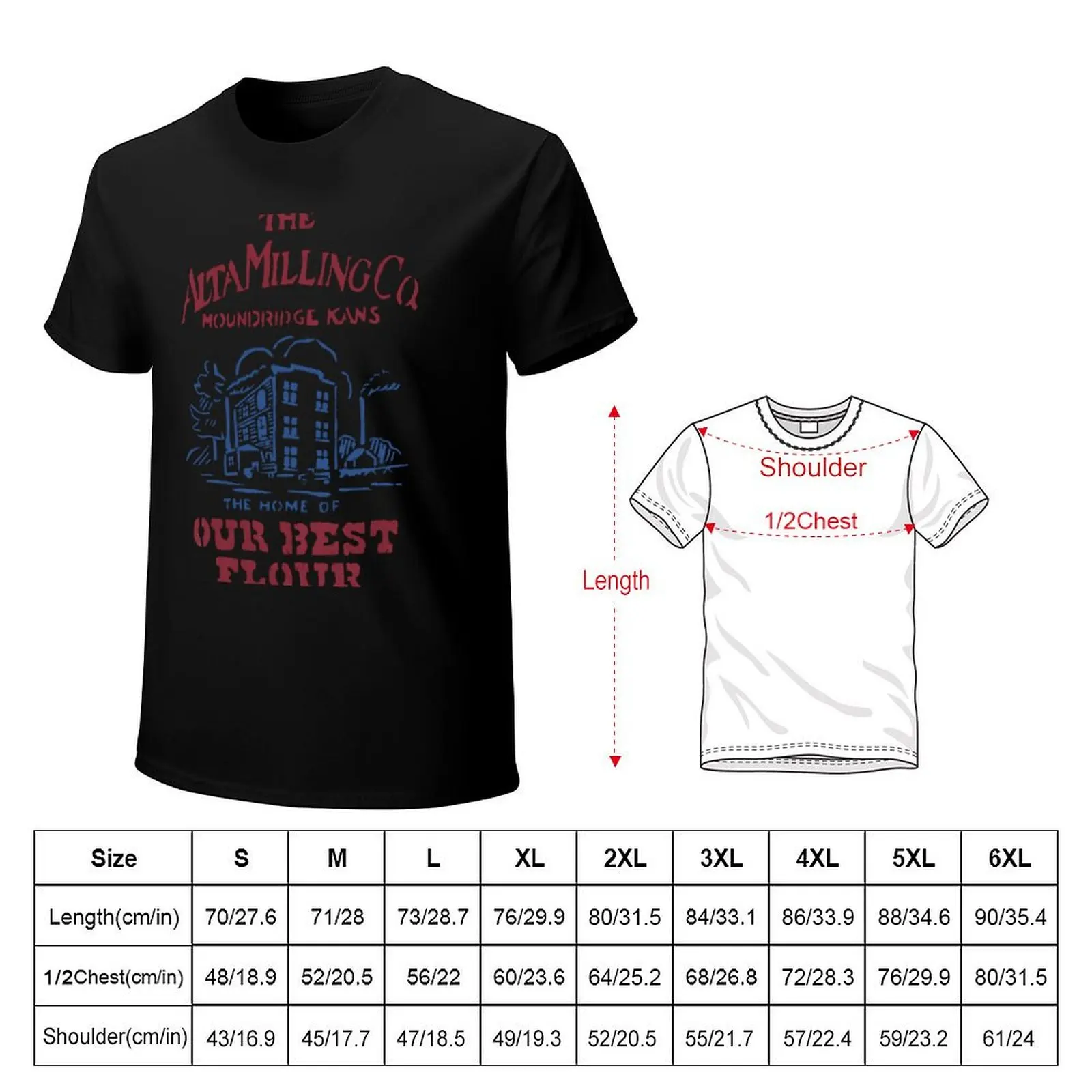 The Alta Milling Co flour sack design T-Shirt Basic Casual Short Sleeve Cotton Shirt