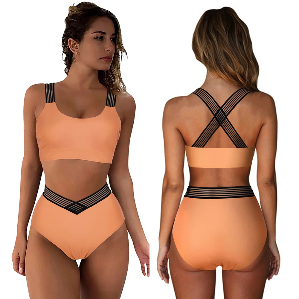 High Waist Sexy Bikini 2023 Swimwear Women Solid Bathing Suits  Bikini Set Padded Swimsuit Beachwear Push Up Bikini Set Women