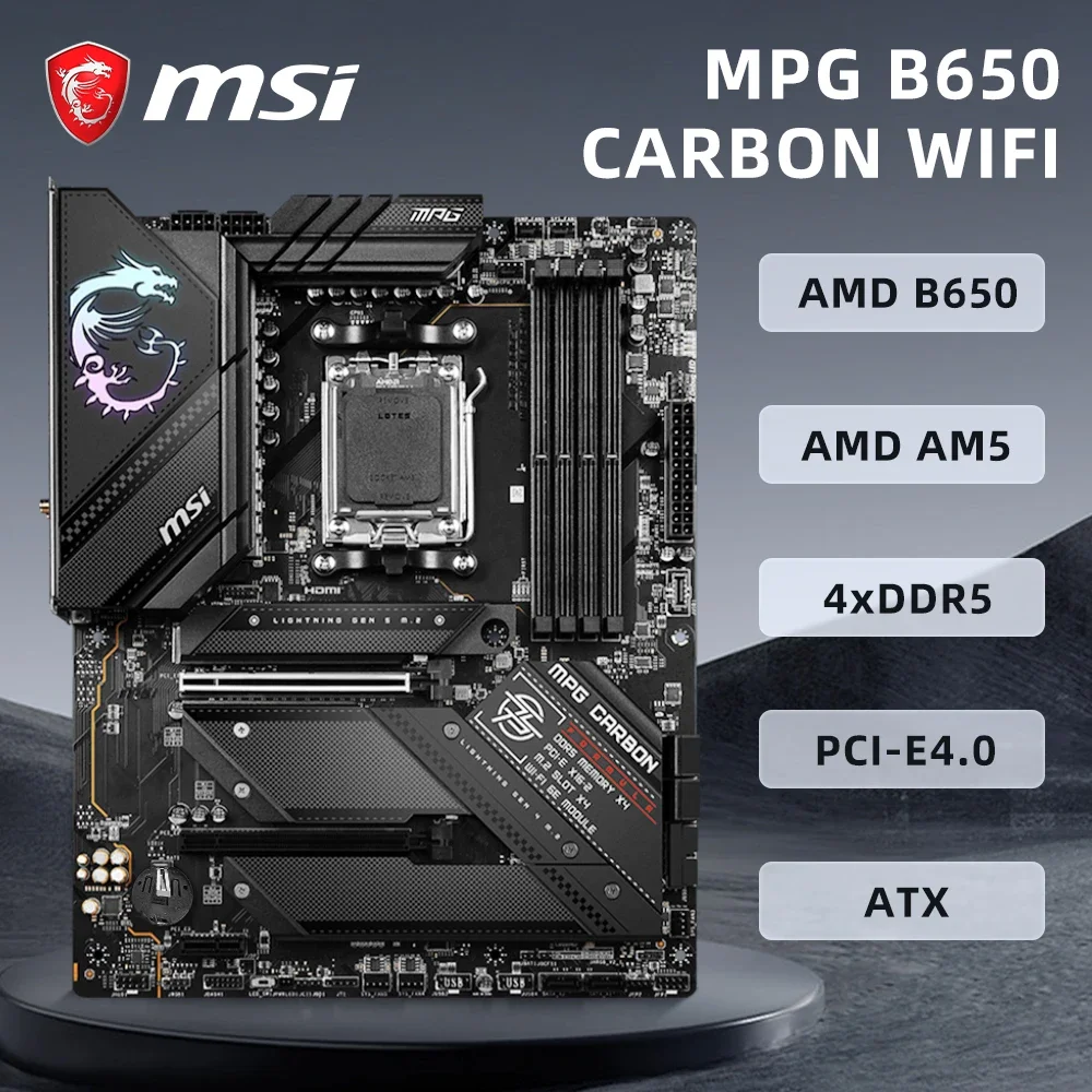 MSI MPG B650 CARBON WIFI Motherboard Supports Ryzen 7 7800x3d Desktop Processors AMD B650 DDR5 Memory 256GB,USB 3.2 Gen 2x2