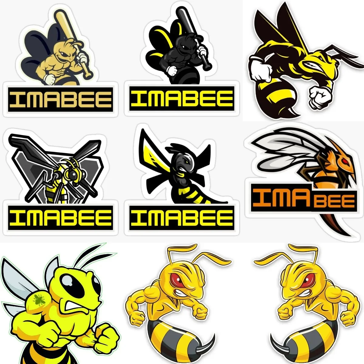 

Imabee Angry Bees PVC Creative Sticker for Covered Scratch Decorate Motorcycle Van Truck Window Laptop Car Fridge Helmet Table