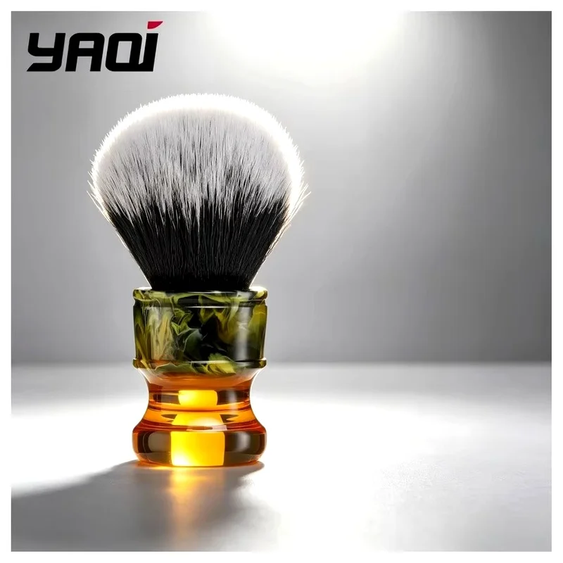 YAQI Sagrada Familia 24MM Men Resin Handle Synthetic Fibre Wet Shave Brushes Black White Tuxedo Wet Shave Tools Mens Gift