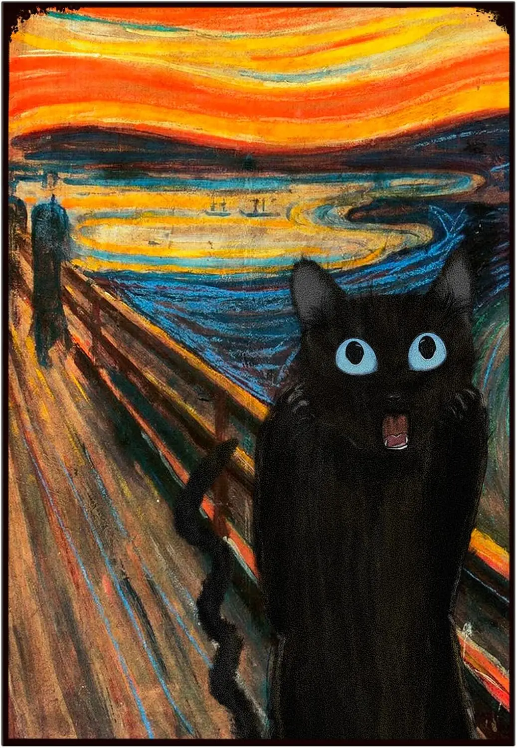 Black Cat Vintage Tin Sign, Screaming Cat Art Poster For Man Cave/Bathroom/Living Room/Cafe/Bar Metal Wall Decor 12x16inch sign