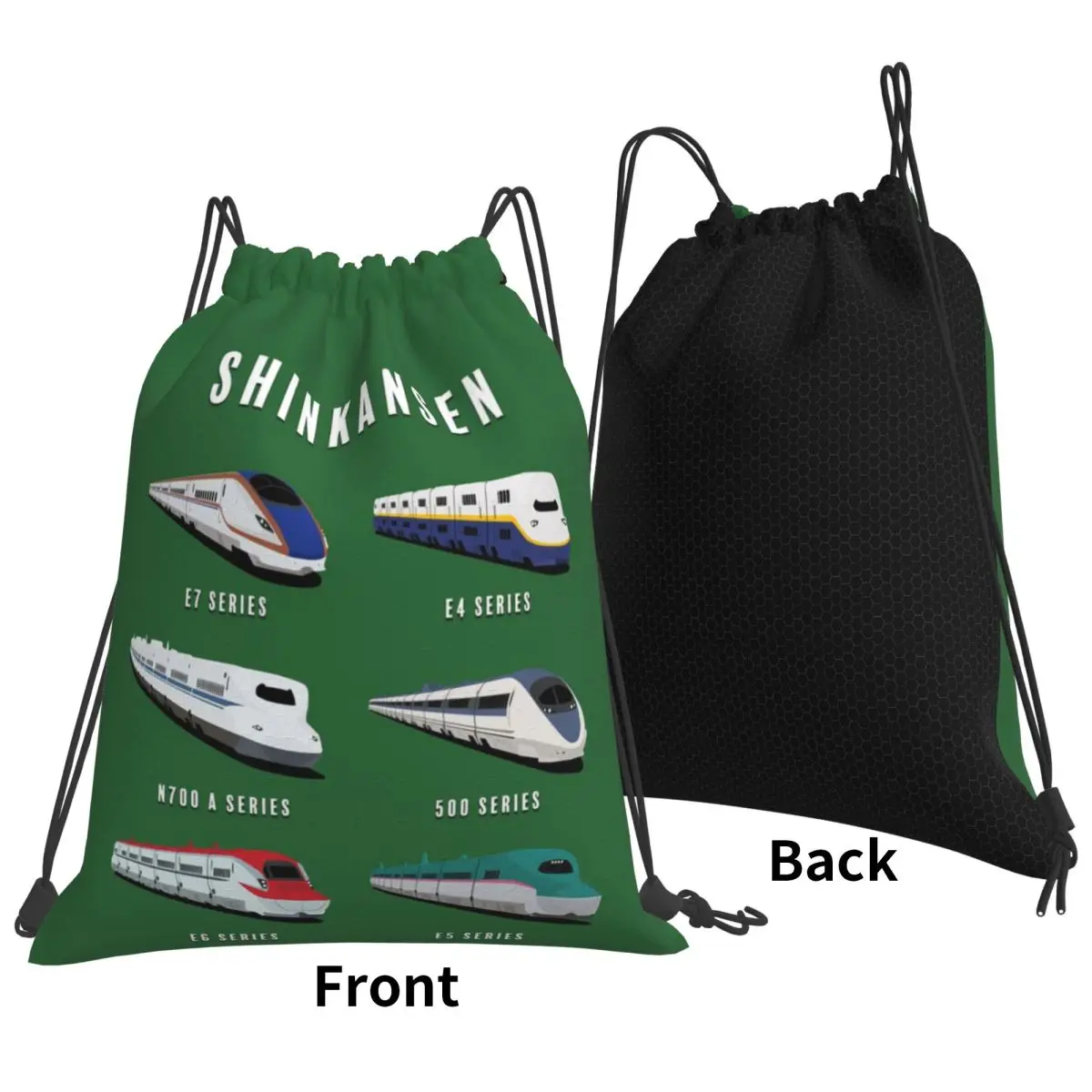 Japanese Shinkansen Bullet Trains Artwork Backpacks Fashion Drawstring Bags Sports Bag Book Bags for Travel Students