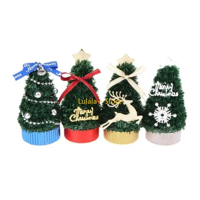 Y4QA إكسسوارات بيت الدمية شجرة عيد الميلاد DIY زينة الحديقة مناظر طبيعية مصغرة #5