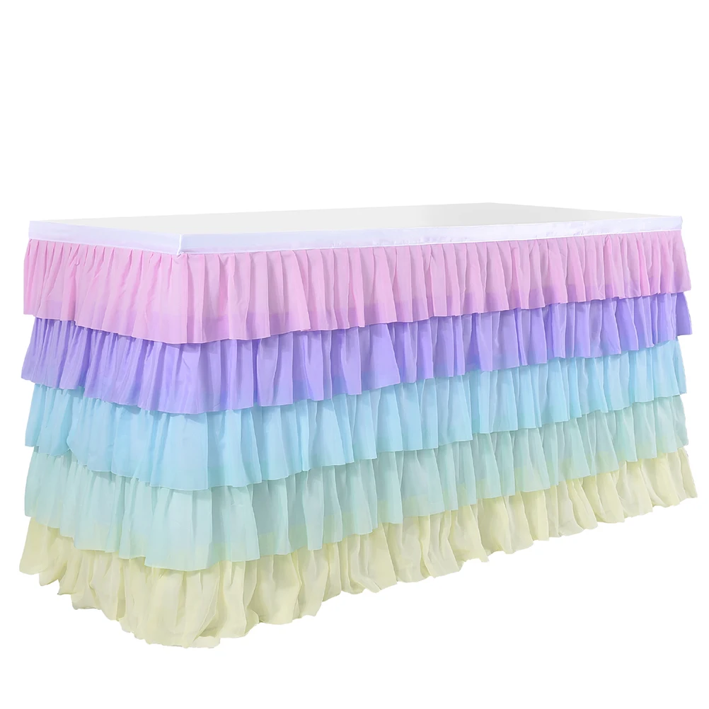 

5 Layer Table Skirt Tablecloth for Party Decoration & Accessories Center Ornament The Supplies