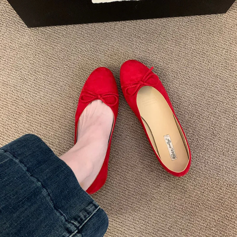 Weiche, modische Damen-Flats mit runder Zehenpartie, flache Schuhe mit Schleifenknoten, elegante Ballerinas für Damen, Slip-On-Schuhe, neu für Frühling und Herbst. – Detail 4