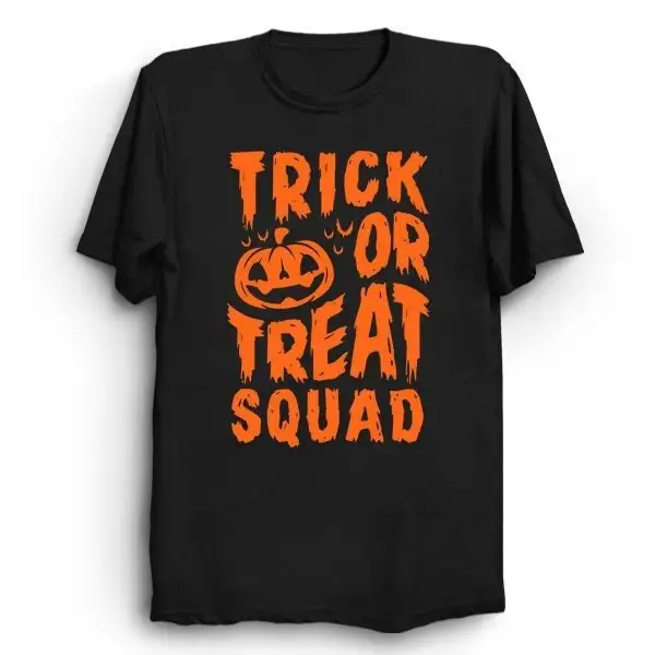 Trick or Treat Squad Pumpkin T Shirt Halloween Night Creepy Cute Kawaii Holiday tee