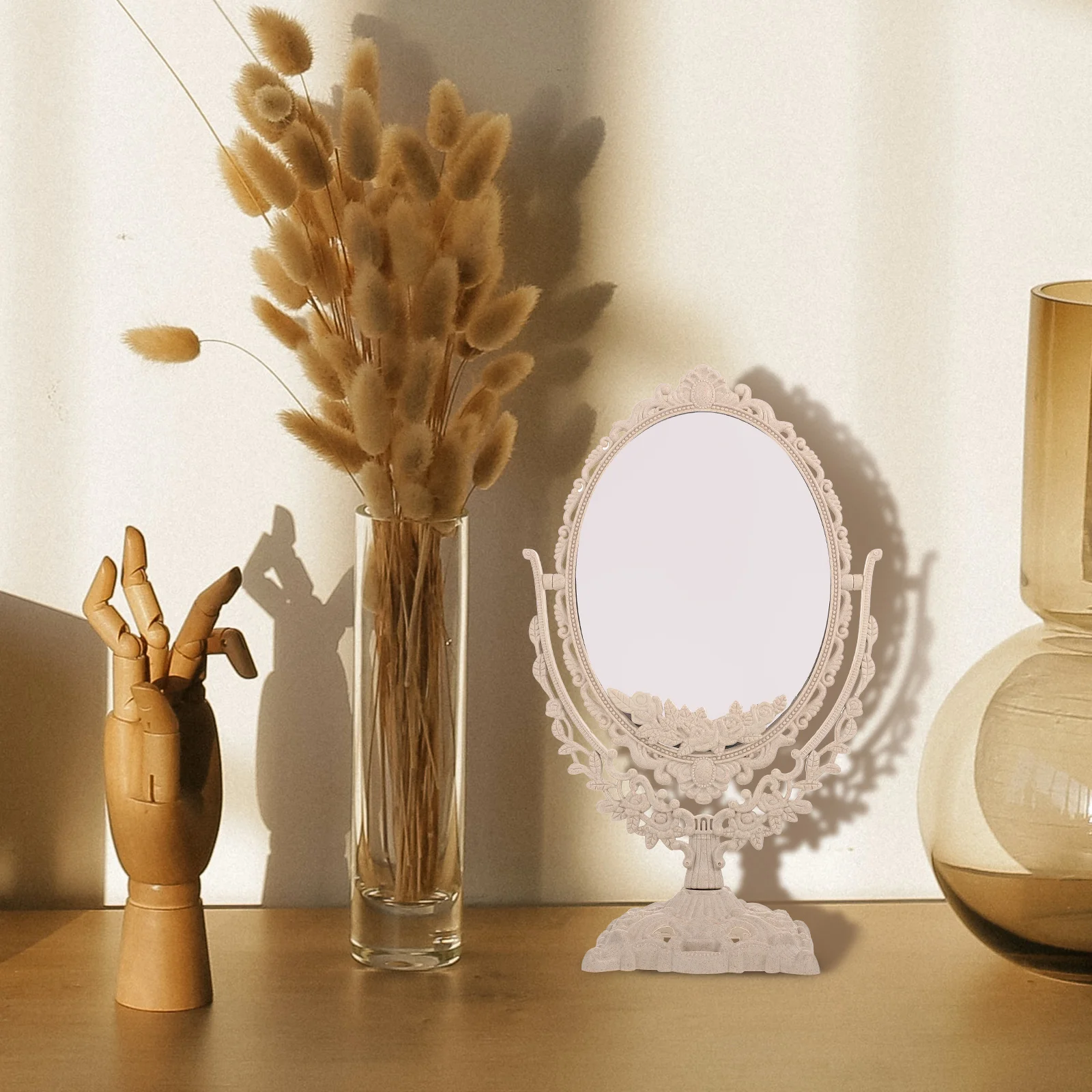 

Fashion Mirror Tabletop Type Mirror Retro Makeup Mirror Dressing Table Mirror Makeup Tool Mirror