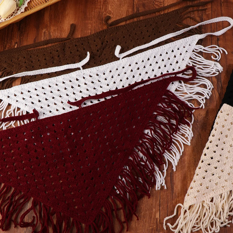 Y2K Hollow-Out Fringe Triangle Schal für Damen, Frühling, verstellbares Layering-Accessoire, vielseitiges Taillen- und Hüftwickel-Mode-Bandana – Detail 13