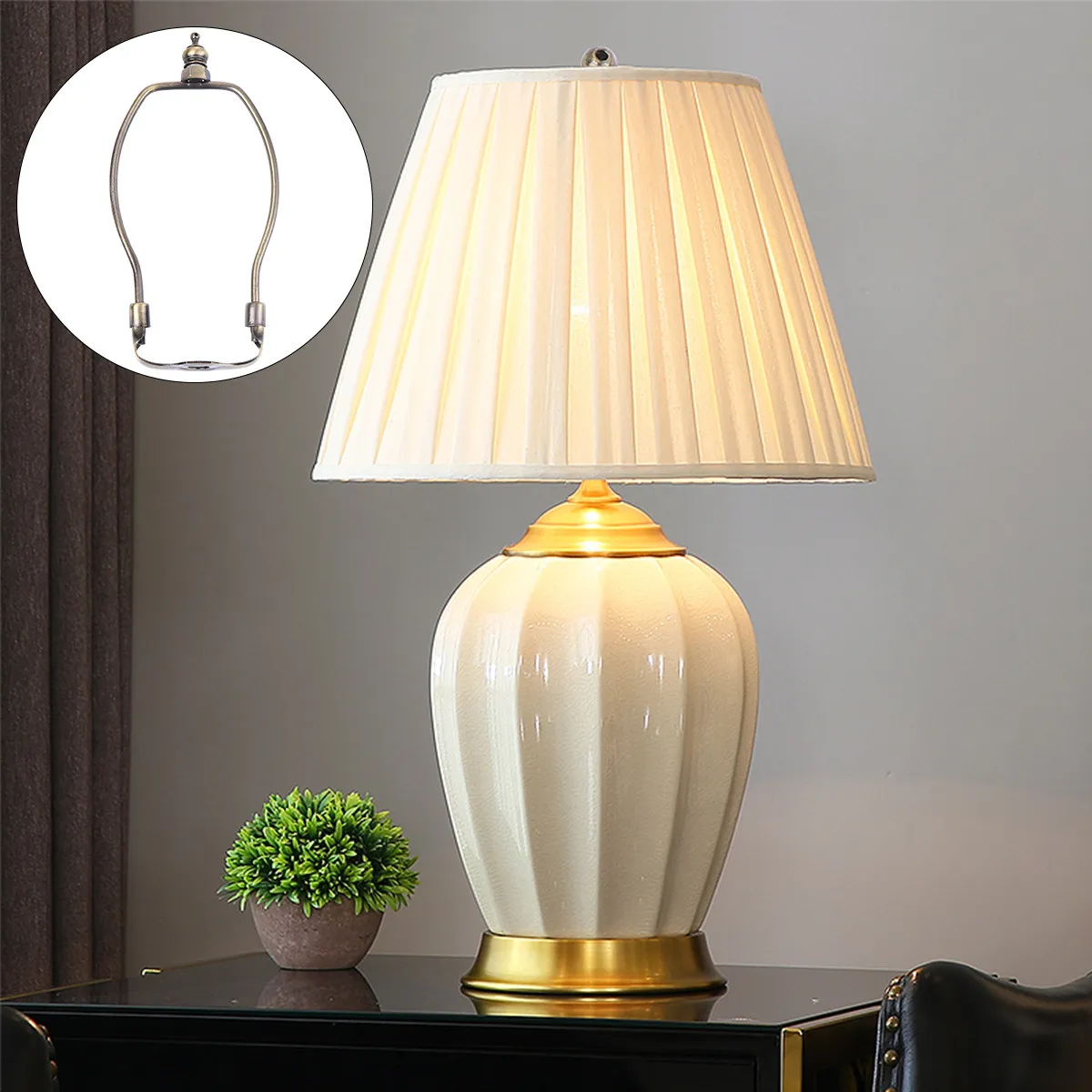 1Pcs Metal Horn Lamp Bracket Lamp Harp Holder for Table Floor Lamps Bottom Hole 10Mm Stable Deformation Resistant Lampshade