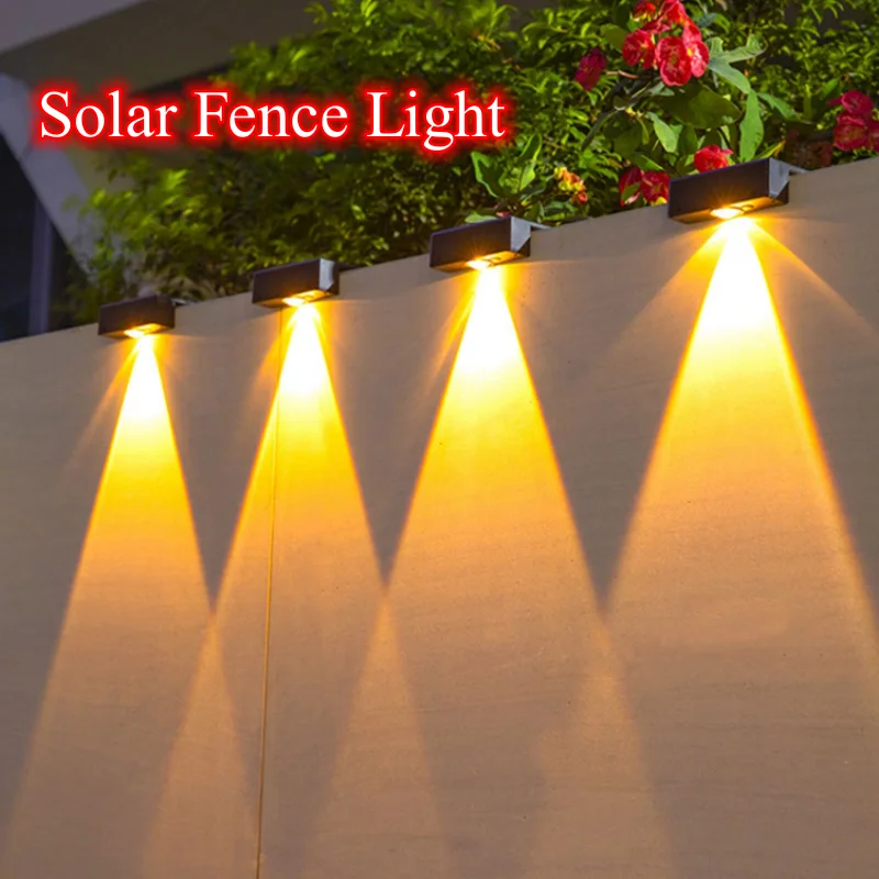 

Solar Fence Lamp LED Outdoor Garden Decorative Light Waterproof Balcony Stair Courtyard Wall Lights Home Patio Ambiance Lamps