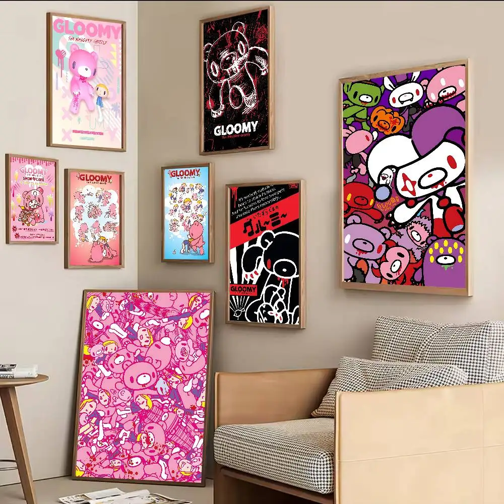 Cartoon G-gloomy Bear Vintage Posters Sticky Retro Kraft Paper Sticker DIY Room Bar Cafe Kawaii Room Decor