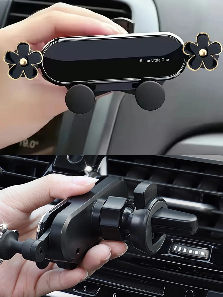 Auto-Lüftungsschlitz-Handyhalterung mit Blumenmuster, Auto-Navigationsständer, Auto-Dekorationszubehör für Frauen – Detail 3