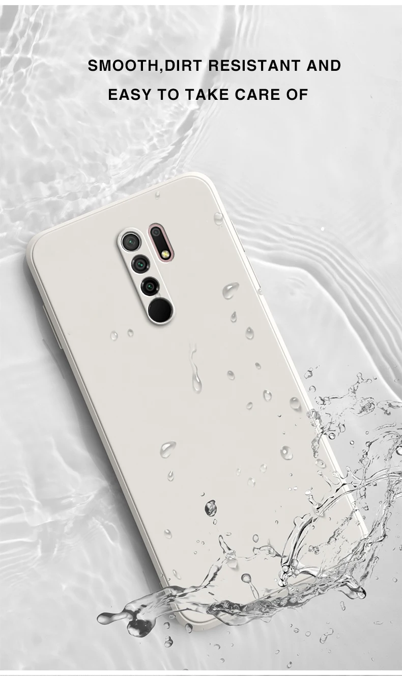 Original Square Liquid Silicone Case for Xiaomi Redmi 9 9A 9i 9T Power Camera Protective Cute Phone Back Cover Redmi9 T Fundas